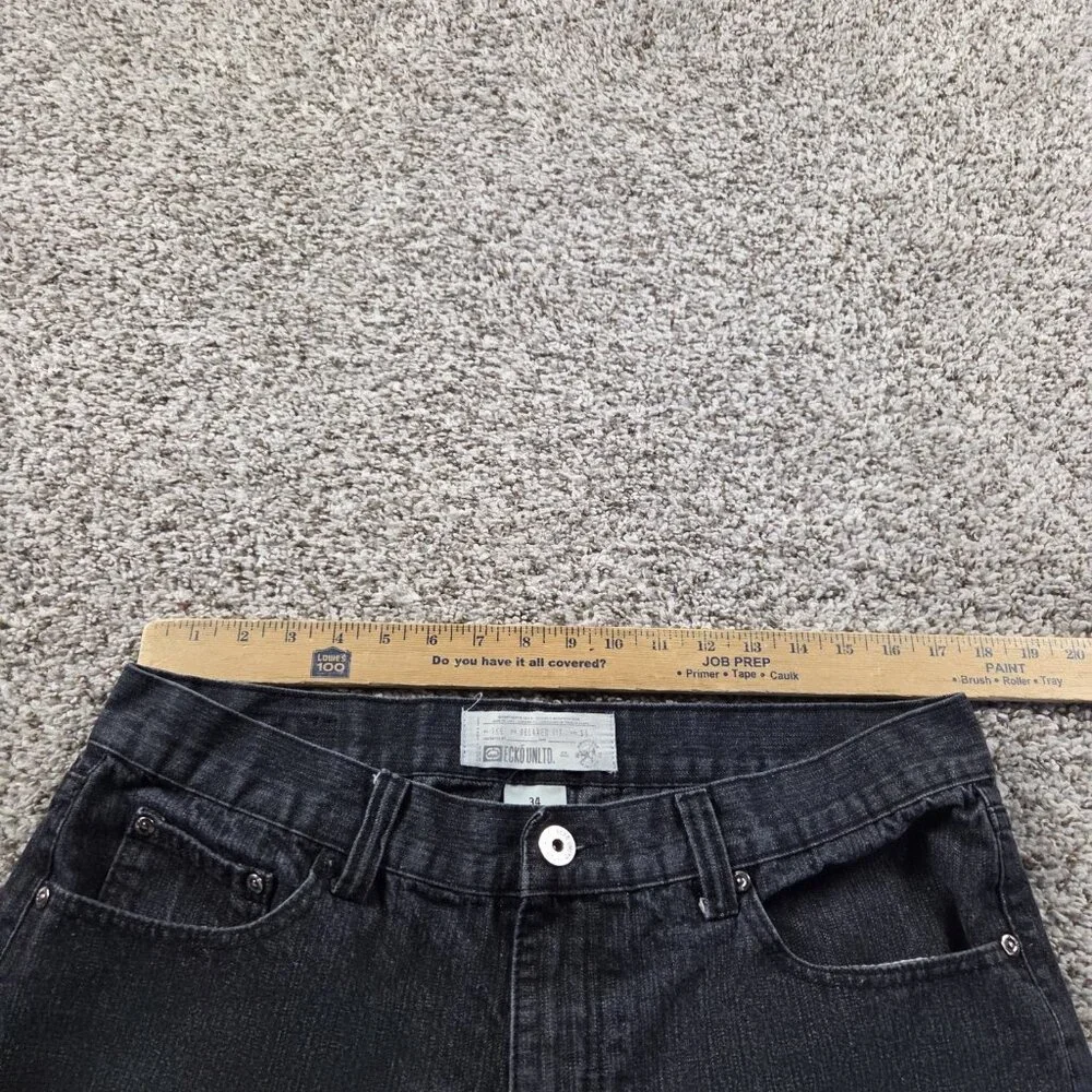 Ecko Unltd Denim Shorts Mens 34 Black Relaxed Retro Jean Jorts